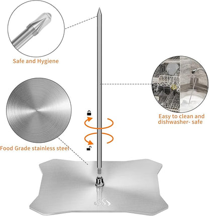 Onlyfire Al Pastor Skewer for Grill, 304 Stainless Steel Brazilian Vertical Spit Stand with 2 Removable Spikes (9" /11.5") for Oven, BBQ, Shawarma Rotisserie for Tacos Al Pastor, Gyros and Kebabs