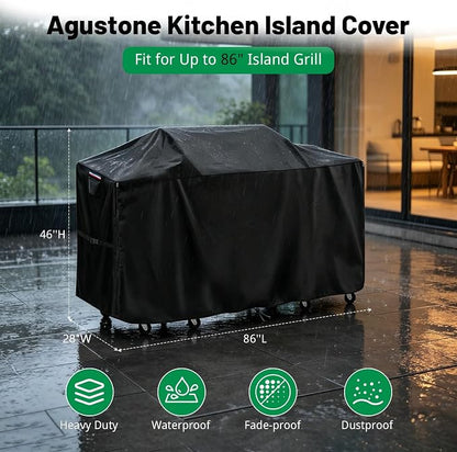 86 Inch Island Grill Cover, Outdoor Kitchen BBQ Waterproof Cover | Heavy Duty Outdoor Large Island Covers for Patio BBQ, 86"L x 28"W x 46"H