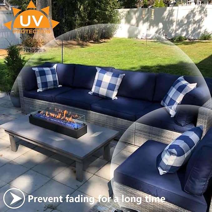 Outdoor Cushion Covers Replacement 14 Pcs, Blue | Patio Cushion Covers fit for 7Pieces 6-Seater Wicker Rattan Sectional Couch Sofa Outdoor Cushion Slipcovers Set
