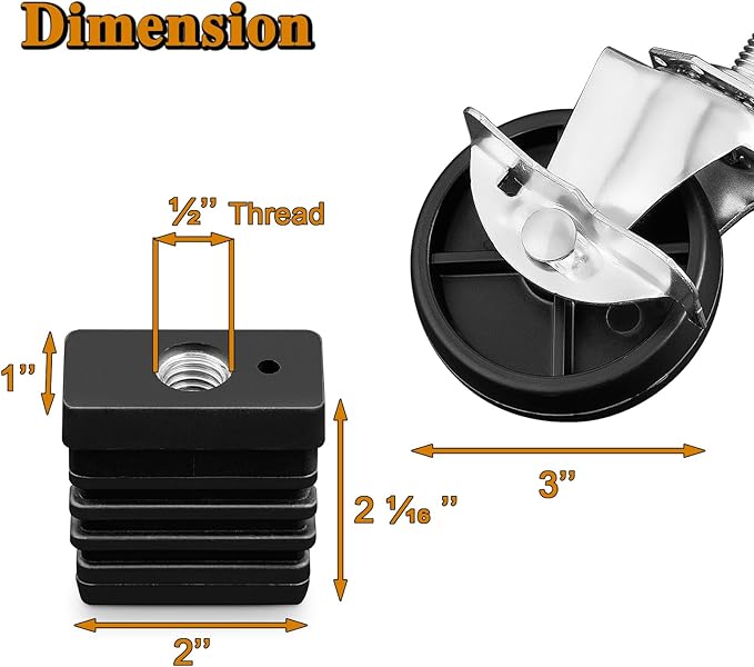 G515-0082-W1 Grill Caster Wheels Replacement Parts for Charbroil Caster Socket Locking Caster Wheels 3 Inch G408-0036-W1 463243518 463342119 463245917 463240115 463230515 463349917 463335517 4 Pack