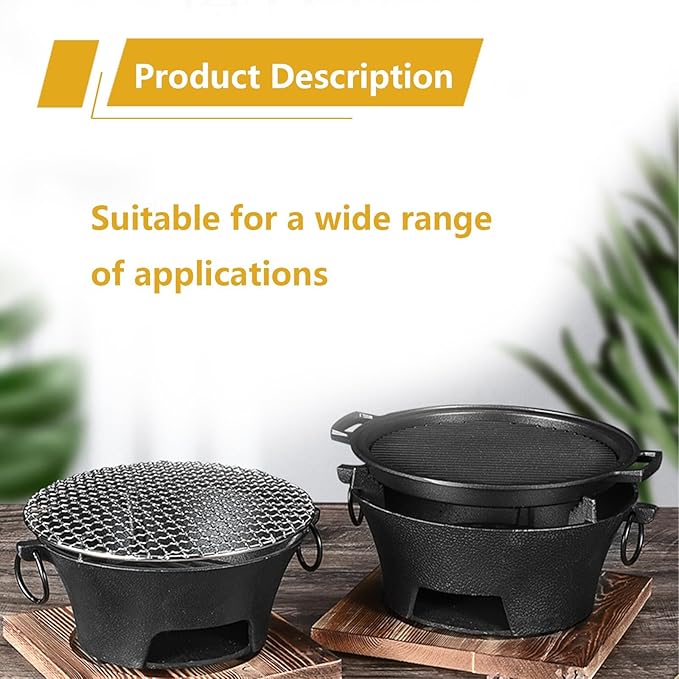 Cast Iron Charcoal Stove Korean BBQ Grill Japanese Style Cooktop Portable Outdoor Cooking Equipment with Clip and Cup Set(16cm)