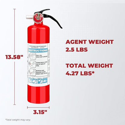 Safewayfire 2.5 lb Class ABCK Water-Based Fire Extinguisher, 2 Pack, UL Certified Safety for Kitchen, Residential, Vehicle