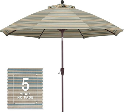 MASTERCANOPY 9ft Olefin 5-Year-Non-Fading Patio Umbrella Brown & Beige | UV/Water/Fade-Resistant Canopy, Vented Top, 8 Fiberglass Ribs – Ideal For Deck, Yard, Market