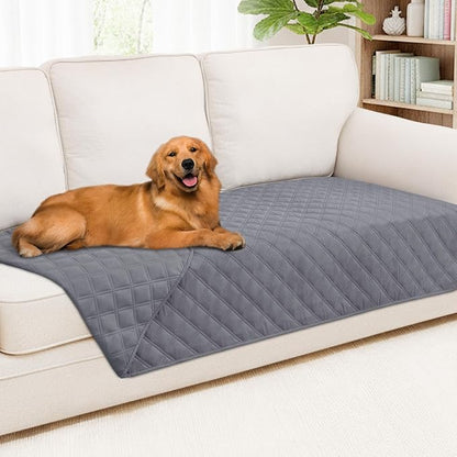 Smiry Waterproof Reversible Pet Couch Covers for Dogs | Pet Friendly, Soft Fabric, Washable Sofa Furniture Protector for Dogs Cat Kids, Checkered (40"x80", Grey/Grey)