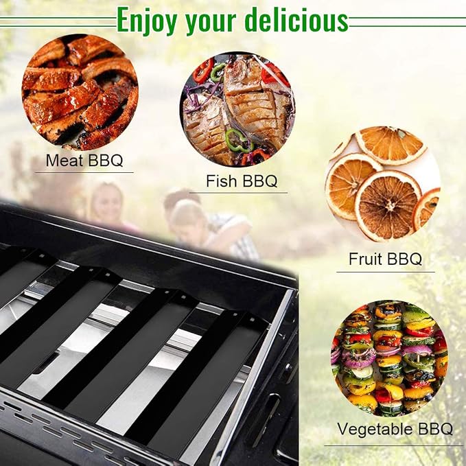 Porcelain Steel Heat Plates for Char-Griller 5050 3001 3008 3030 4000 5252 5650, Heat Shield Tent Deflector Replacement Parts for King Griller (Black, 3-Pack)