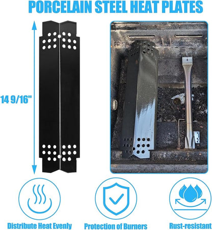 LS'BABQ Grill Replacement Parts Kit for Nexgrill Deluxe 2-Burner 720-0864R 720-0864BL 720-0864BA, Cast Iron Cooking Grates Heat Plates Burner Tube for Expert 2-Burner Grills 720-0864T