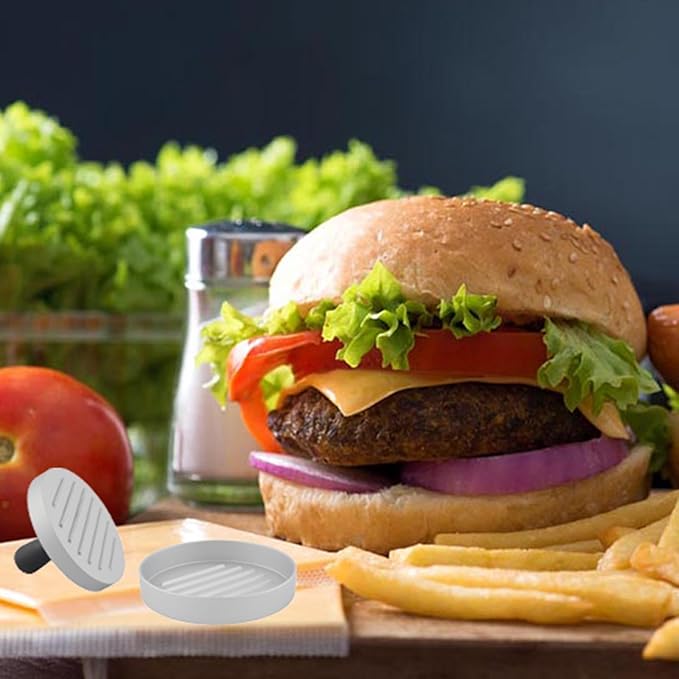 Aluminum Burger Press Patty Maker with 200 Non-Stick Papers - Commercial & Home Use, Hamburger Meat Press Tool, Dishwasher Safe (Silvery)