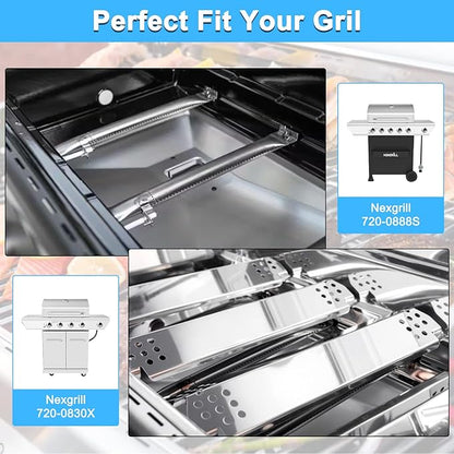 Replacement Parts for Nexgrill 720-0830X, Drip Pan Grease Tray Grill Burners Igniters Flame Tamers Kit Replacement for Nexgrill 4 Burner 720-0830X Gas Grill