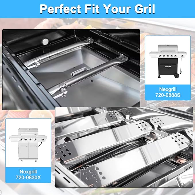 Replacement Parts for Nexgrill 720-0888S, Grease Tray & Flame Tamers & Burners and Igniters Replacement for Nexgrill 5 Burner 720-0888S Gas Grill