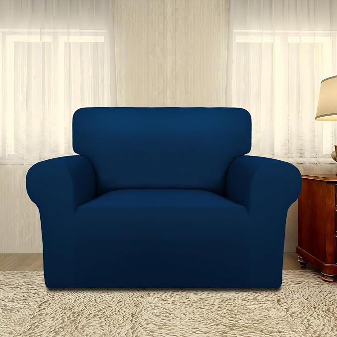 PureFit Super Stretch Sofa Slipcover – Spandex Non Slip Soft Couch Sofa Cover, Washable Furniture Protector with Non Skid Foam and Elastic Bottom for Kids, Pets (Oversized, Navy)
