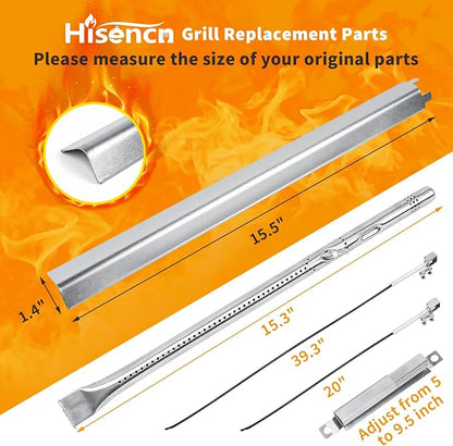 Grill Repair Kit for Char-Broil Performance 463448021 463365021; 4/5 Burner | Fits 463450022, 463451022, 463352521, 463366022; 15.5" heat plates, 15.3" burners, igniters; G325-0002-W1, G327-2100-W1