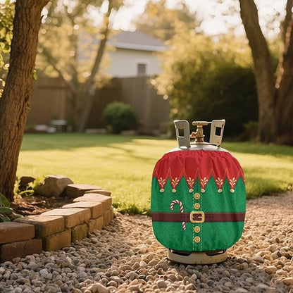 Santa Claus Propane Tank Cover 20lb Waterproof Gas Tank Cylinder Cover for Outdoor Easy to Install RV Gas Cylinder Protector for All Season Gift for Christmas
