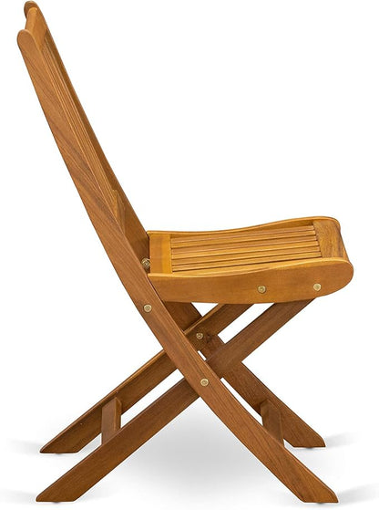 East West Furniture DEDK7CWNA 7 Piece Outdoor Patio Dining Sets Consist of a Rectangle Acacia Wood Table and 6 Folding Side Chairs, 40x72 Inch, Natural Oil