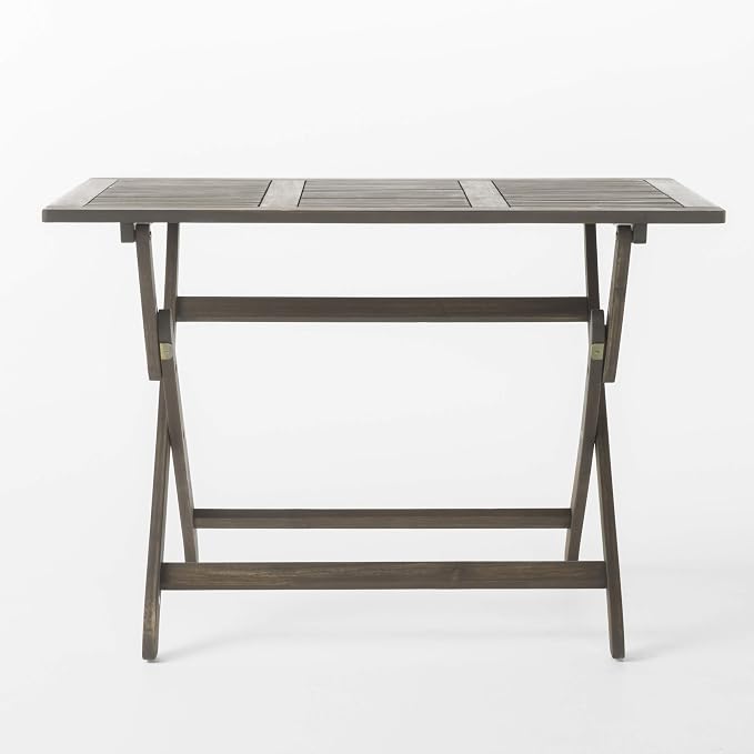 Christopher Knight Home Positano Outdoor Acacia Wood Foldable Dining Table, Grey Finish