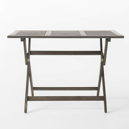 Christopher Knight Home Positano Outdoor Acacia Wood Foldable Dining Table, Grey Finish