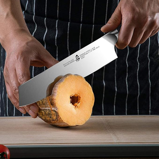 TUO Kiritsuke Chef Knife - 8.5 inch Japanese Kiritsuke Knife - German HC Steel with Pakkawood Handle - FALCON SERIES with Gift Box, Black