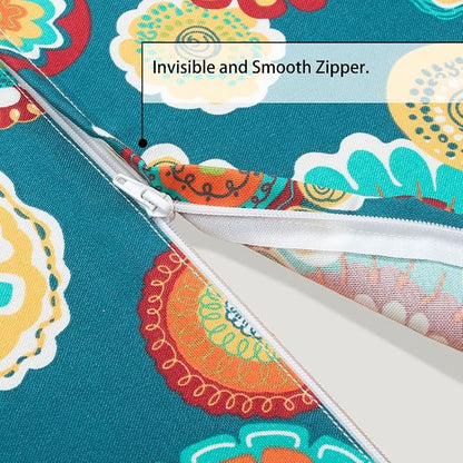 60"x84" Rectangle Tablecloth with Umbrella Hole and Zipper, Washable Waterproof Wrinkle Free Zippered Patio Table Cloths Table Covers for Party, Backyard, Picnic, BBQS (Heronsbill Turquoise Green)