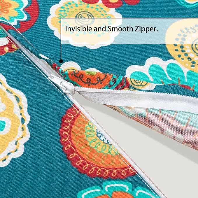 Magpie Fabrics 60" Round Tablecloth with Umbrella Hole and Zipper, Washable Waterproof Wrinkle Free Zippered Patio Table Cloths Table Covers for Spring, Party, Backyard, Picnic, BBQS (Floral Green)