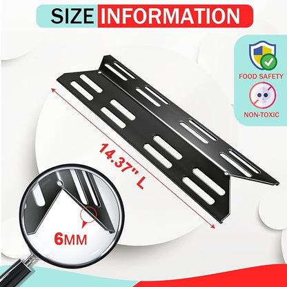 4 Packs Heat Plate for Captiva Designs/G41 Pro/ Sophia & William 4-Burner Propane Gas BBQ Grill with Side Burner, Heat Shields Replacement Parts for Electactic 3-Burner, Porcelain Steel 14.17''L