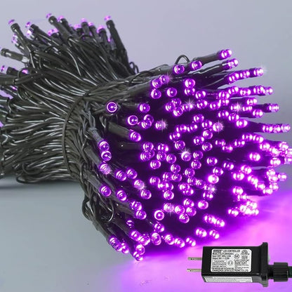 YEGUO 66ft 200 LED String Lights Outdoor Waterproof, Purple Christmas Lights Indoor, Twinkle Christmas Tree Lights Plug in with Timer Memory 8 Modes