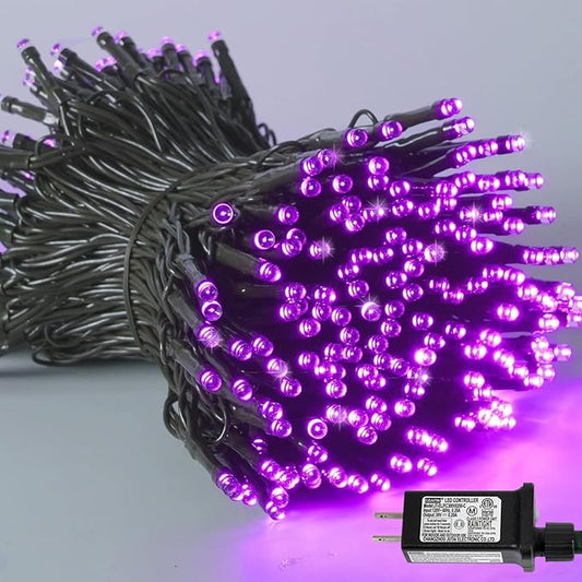 YEGUO 66ft 200 LED String Lights Outdoor Waterproof, Purple Christmas Lights Indoor, Twinkle Christmas Tree Lights Plug in with Timer Memory 8 Modes