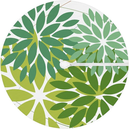 Round Tablecloth with Umbrella Hole and Zipper Elastic Fitted Table Cloth 45"-56" Oil-Proof Waterproof Patio Table Cover for Outdoor Picnic Party, Spring Summer Geometric Elegant Dark Light Green