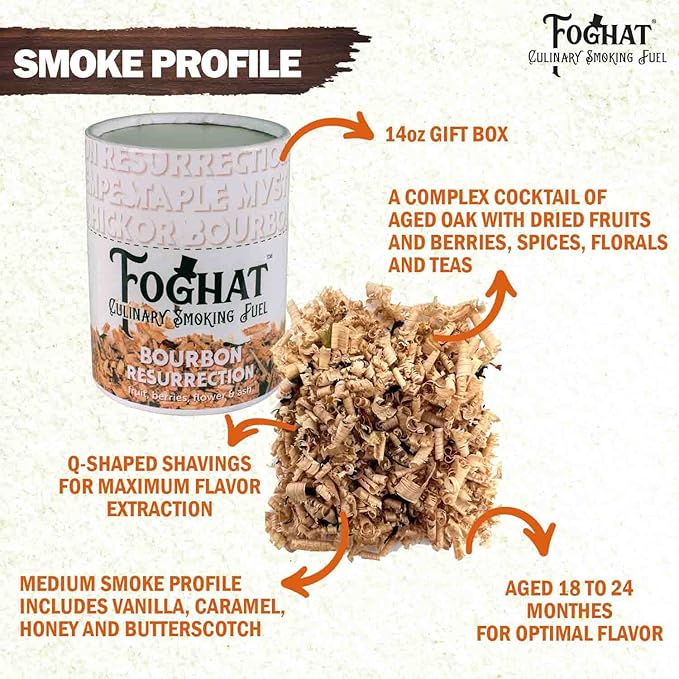 Cocktail Smoker Wood Chips - 14oz Bourbon Resurrection Shavings for Smoker, Whiskey & Drink Infuser Kit - Natural Culinary Wood Smoking Chips for Hand held Cocktail Smoke Gun & Drink Smokers