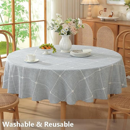 TruDelve Round Tablecloth 60 Inch Blue Fabric Farmhouse Cloth Tablecloths Circle Outdoor Picnic Table Cloth Round Cover (Blue,60",Round)