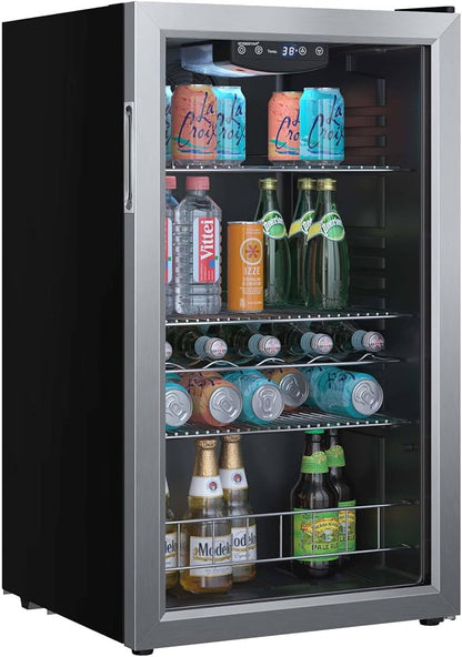 EdgeStar BWC121 19 Inch Wide 105 Can Capacity Extreme Cool Beverage Center - Stainless Steel | Freestanding, 105 Can Capacity, Reversible door, Digital Display, LED Light, Stainless Steel