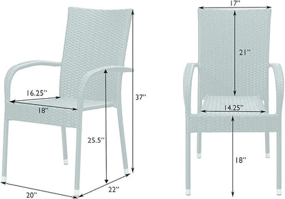 Patio Sense Morgan Outdoor Wicker Chair | Set of 4 | Black | Steel Powder Coated Frame | No Assembly | Lightweight and Portable | Zero Maintenance | For Indoors, Porch, Backyard, Lawn, Garden, Balcony