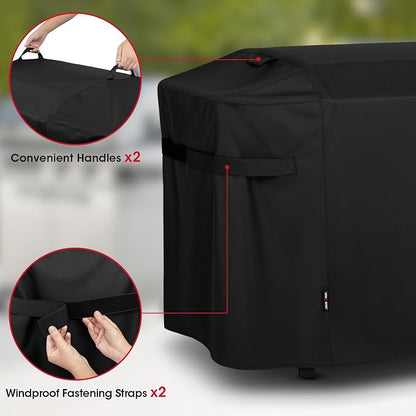 Unicook Griddle Cover Compatible with Weber 28 Inch Gas Griddle, 55" Grill Cover Compared to Weber 7771, Heavy Duty Waterproof 3 Burner Flat Top BBQ Protector with Hood, All Weather Protection, Black
