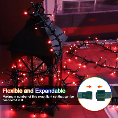 500 LED Red String Lights, 46ft 11 Modes Plug in Twinkle Fairy Lights, Waterproof Connectable Cluster Christmas Lights for Christmas Tree, Valentine's Day, Bedroom & Party Decor