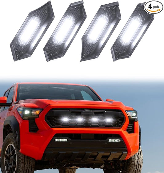 Grill Lights for Toyota Tacoma 2024-2026 Accessory TRD Sport Off Road,White | Direct-Snap Raptor Lights Tacoma 4th Gen Front Grille OEM-Style LED Design, IP68 Waterproof, Enhanced Night Visibility