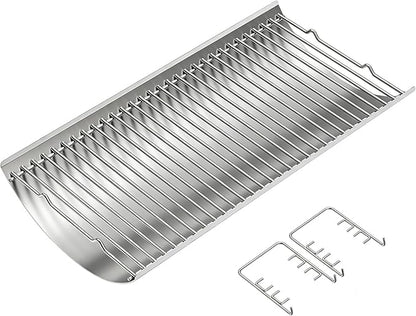 LS'BABQ Stainless Steel 27 Inch Charcoal Ash Pan Replacement for Chargriller Charcoal 1224 1324 2121 2222 2727 2828 2929, Charbroil 17302056 Grills, Charcoal Tray Grates with 2pcs Fire Grate Hangers