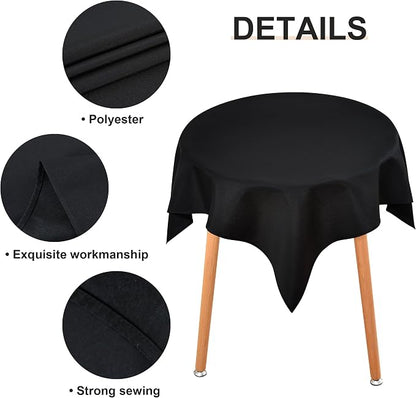 Wolkemer Small Square Tablecloth 36 x 36 Inch Washable Fabric Table Cloth Solid Black Table Cover for Nightstand End Bedside Tables Tabletop Decoration