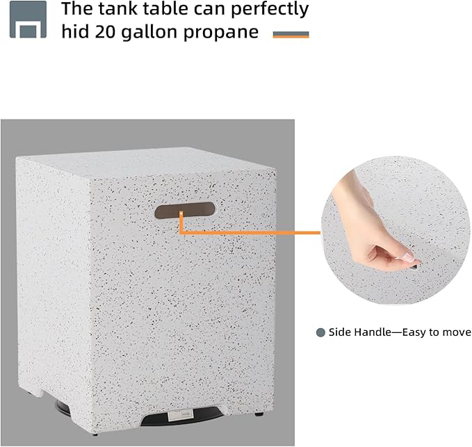 HOMPUS Outdoor Round Propane Fire Pit Table, 41''Fire Table 20lb Tank Cover Table, 50000 BTU Fire Pit w Free Waterproof Cover & Fire Stone for Patio, Garden, Colorful Terrazzo