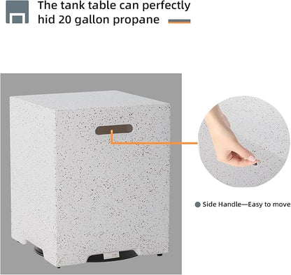 HOMPUS Outdoor Round Propane Fire Pit Table, 41''Fire Table 20lb Tank Cover Table, 50000 BTU Fire Pit w Free Waterproof Cover & Fire Stone for Patio, Garden, Colorful Terrazzo