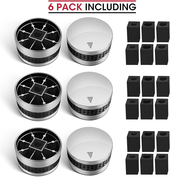 Unicook 6 Pack Gas Grill Burner Knobs Replacement for Gas BBQ with D Shaped Valve Stem, Chrome Plated Plastic with Nonslip Grip, 6 Grill Control Knob and 18 Adaptors