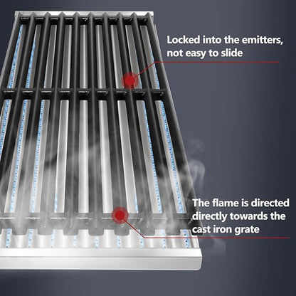 Hiorucet Emitter Plates Grill Parts for Charbroil Commercial 463241413, 463241414, Cooking Grates, Heat Shield, Burner, Ignitor for Charbroil Commercial Tru Infrared Grill Replacement Parts 4 Burner.
