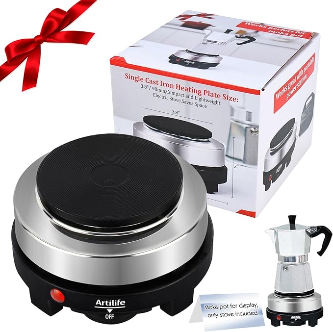 Artilife Mini Hot Plate 500W Small Hot Plate Electric Mini Moka Pot Hot Plate,Mini Hot Plate for Moka Pot,Single Burner Hot Plate Moka Pot Heater