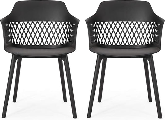 Christopher Knight Home Madeline Outdoor Dining Chair (Set of 2), Black