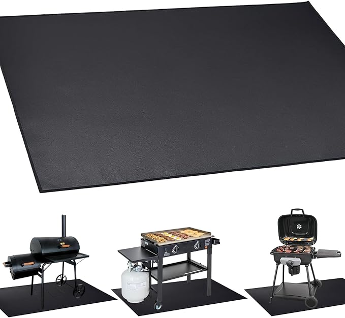 MDEOOSKY Fireproof Grill Mat 60" x 42" – Waterproof BBQ Protector for Deck and Patio, Easy to Clean Fire Pit Mat, Oil-Proof, Foldable Storage Solution