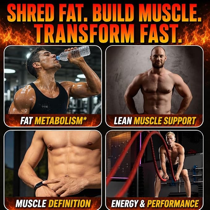 Thermogenic Fat Burner for Men, Appetite Supplement Weight Loss, 90 Caps | Energy & Metabolism Support with Green Tea Extracts, Cayenne Pepper, Caffeine Free