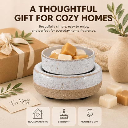 Wax Melt Warmer, Ceramic Candle Melter Melting Wax 3-in-1 Oil Burner Electric Fits Yankee Large Jar, Scented Candle Holder for Home Decor Gifts for Mom Grandma Women Girls