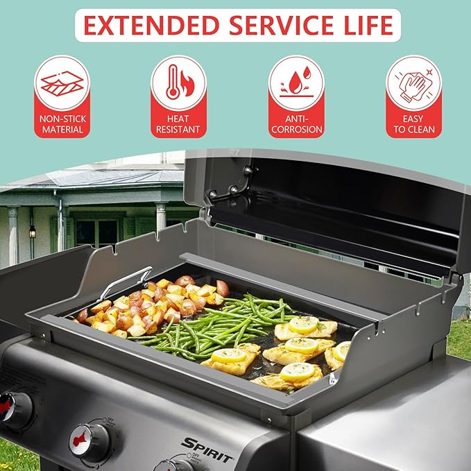 Spirit 300 Full Size Griddle Insert for Weber GS4 Spirit I/II 300 Series Gas Grill E310,E320,S310,E315,S320,E330,S330 Parts,6787 Carbon Steel Flat Top Griddle Replacement Parts for Weber 7638 7639