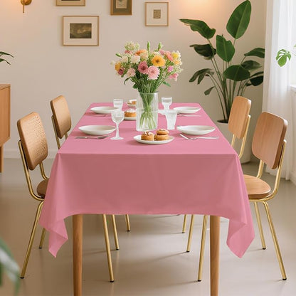 54 Inch X 100 Feet Plastic Table Cover Roll Premium Disposable Plastic Tablecloth for All Type/Shape Tables | Picnic, Party, Banquet, Birthdays, Weddings (Pink, 54 Inch X 100 Feet)