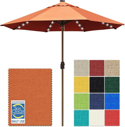 EliteShade USA 10-Year-Non-Fading 10ft Market Patio Umbrella, Commercial Grade Table Sun Umbrella with 80 Solar LED Lights, Crank Open, Windproof & UPF 50+ UV Protection for Garden, Deck, Pool, Backyard, No Tilt, Rust