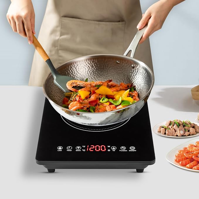 Portable Induction Cooktop with Timer 1800W, 9 Power & Temperature Levels, Child Safety Lock, Thin Design for Home, Office, RV Travel, US Plug 110-120V