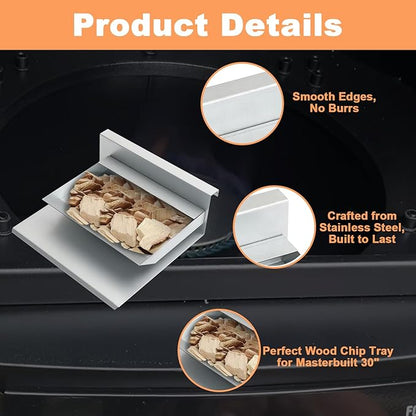 Wood Chip Tray for Masterbuilt 30 Inch Digital Electric Smoker, Wood Chip Loader for Masterbuilt 20070511 20072414 20071111 20071011 20072514 Replacement Parts for 9007100018 990070024