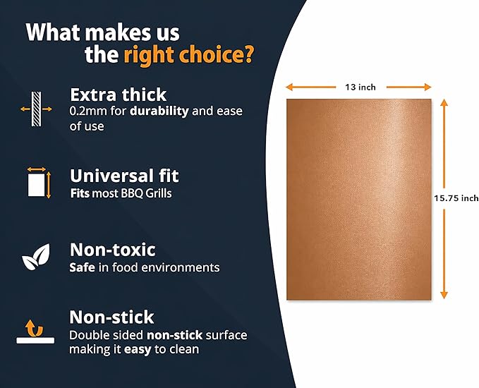 BBQ Grill Mats for Outdoor Grill Mat (5 Pack) 100% Non-Stick Heat-Resistant Grilling Mats for Outdoor Grill, Reusable Grill Topper, Easy Clean BBQ Accessories for Outdoor Grill Cooking Mat
